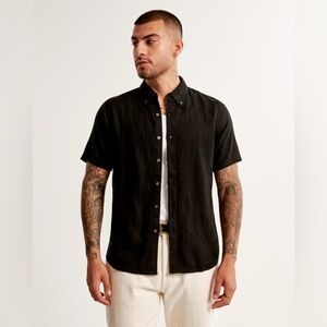 Abercrombie & Fitch Summer Linen Button Down Shirt in Black, size Small